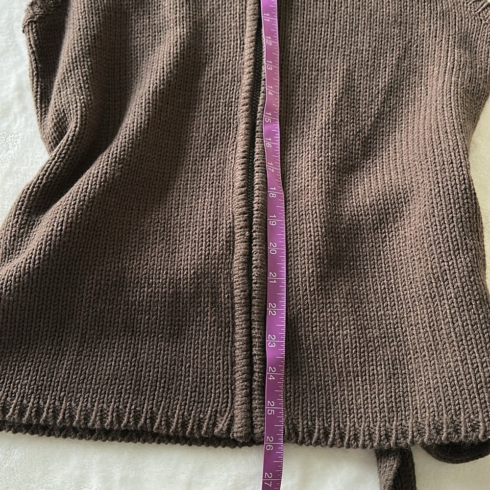 Kim Rogers Fringe Collar Vest Dark Brown Knit NWT - Picture 7 of 7